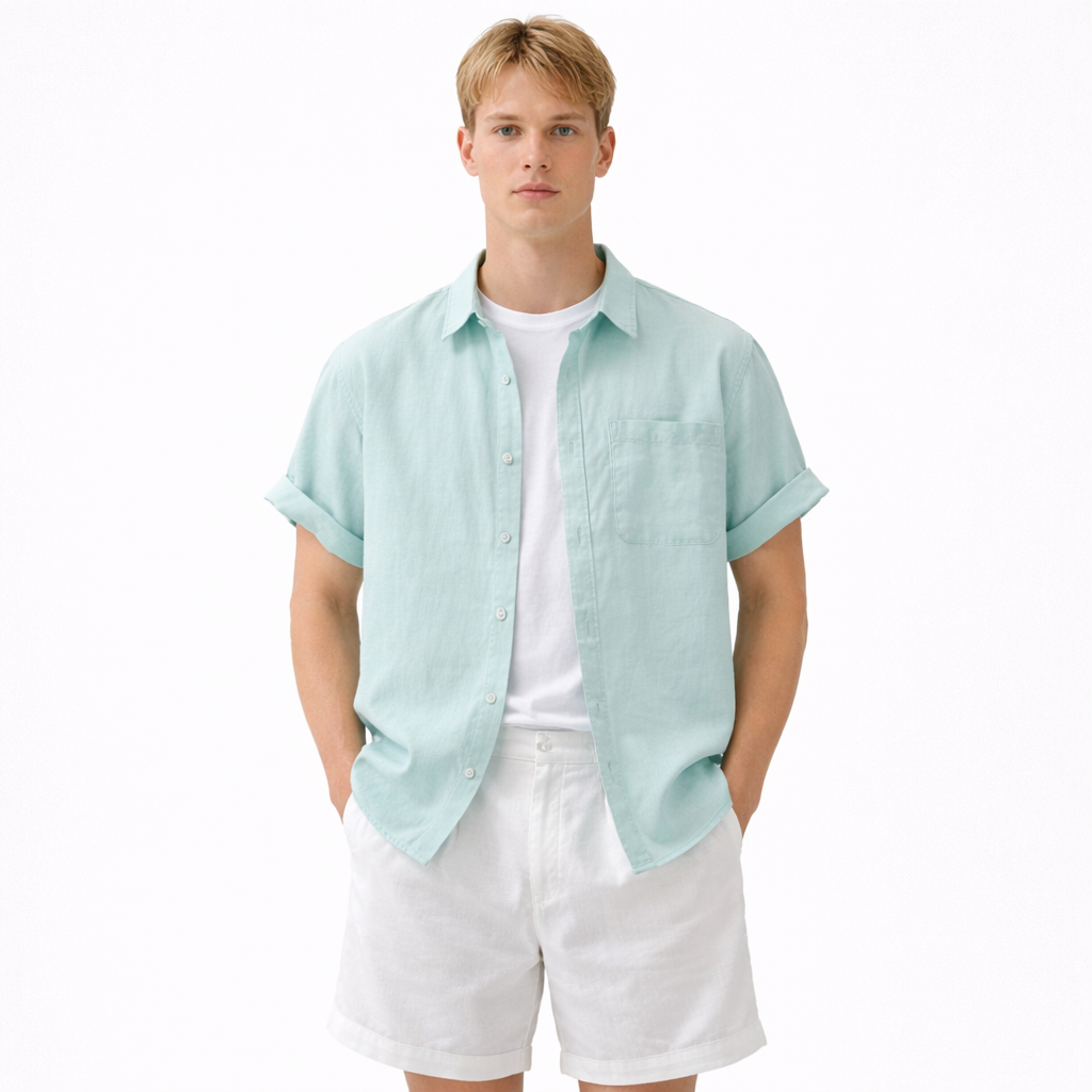 Linskjorte til Herre – 100% Lin, Kortermet & Minimalistisk Sommerstil