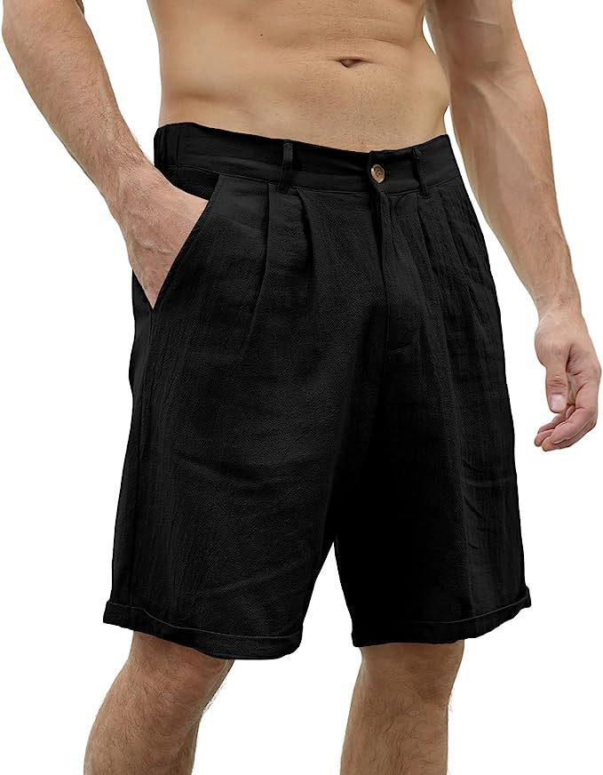 Sommershorts i lin for menn