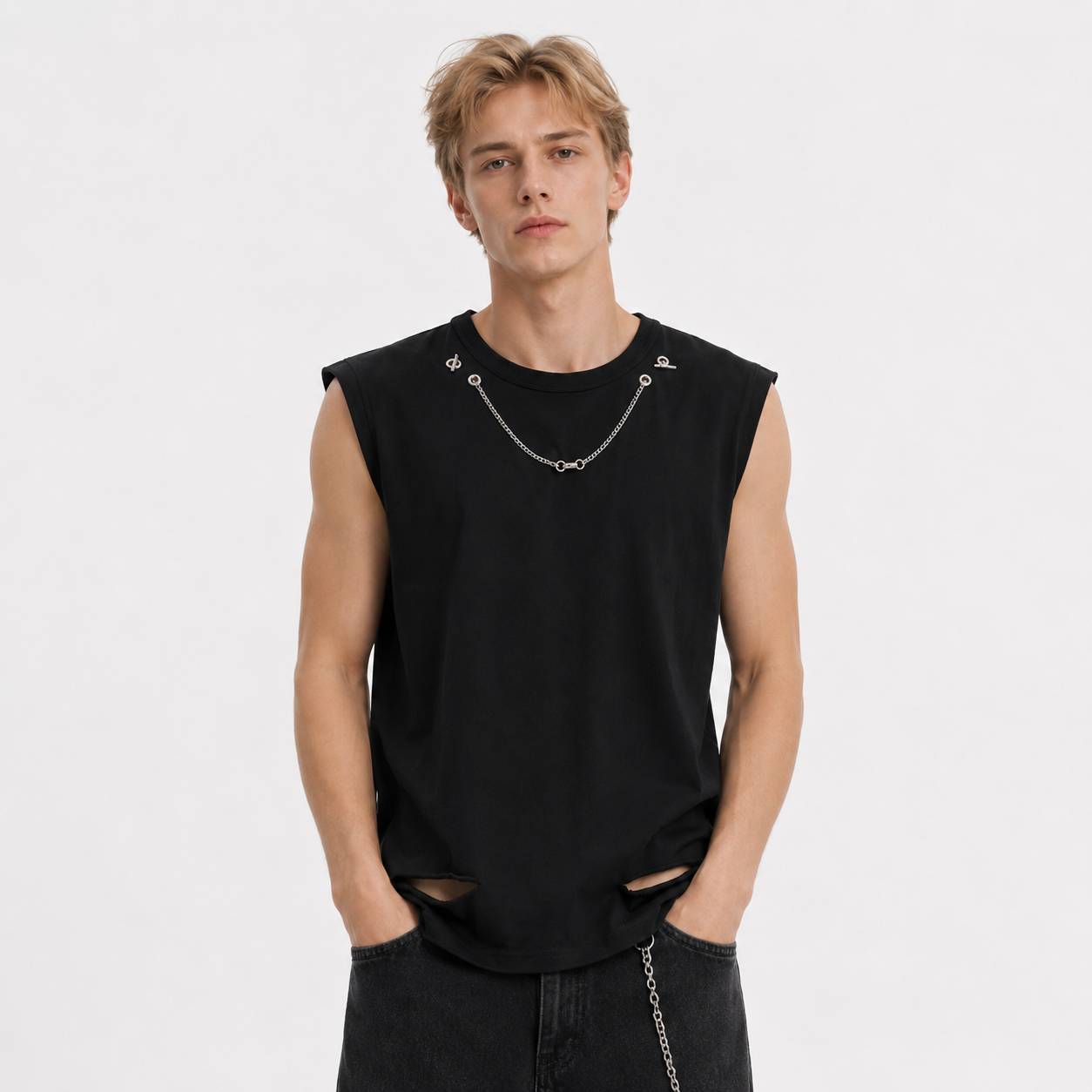 Ermeløs Singlet til Herre | Vintage-Inspirert Tank Topp med Avslappet Passform