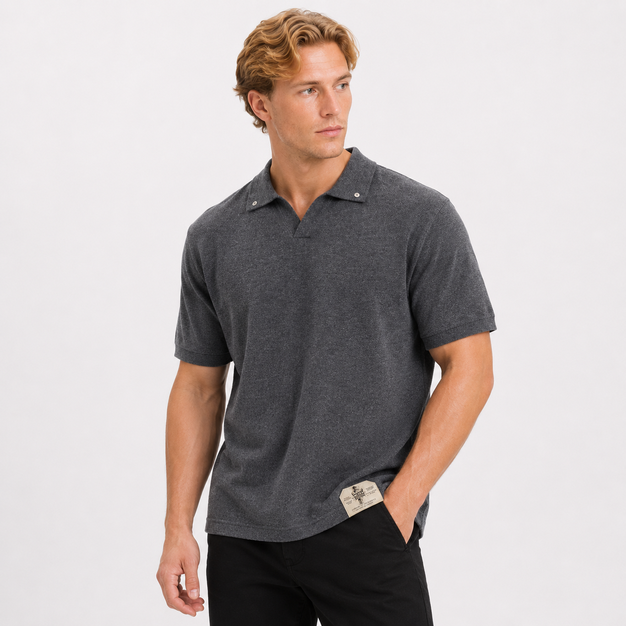 Vintage Polo til Herre – Løs Kortermet Sommertopp med Seagull Collar