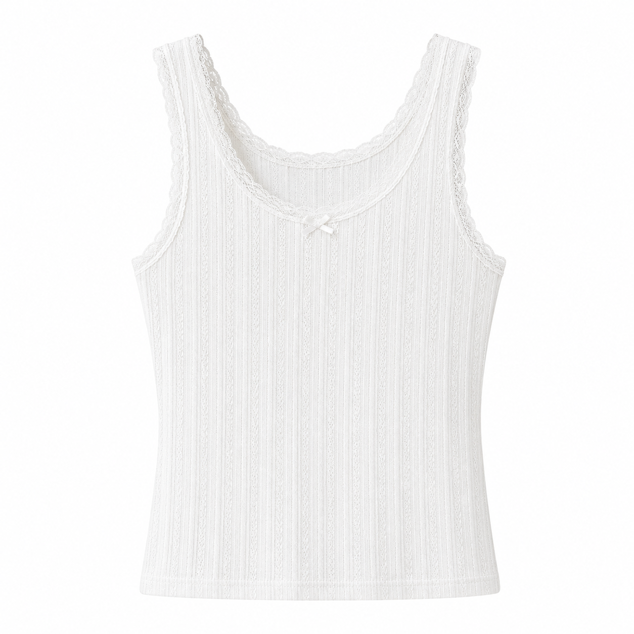 Hvit Camisole til Dame – Blondedetaljer & Elegant Sommerstil
