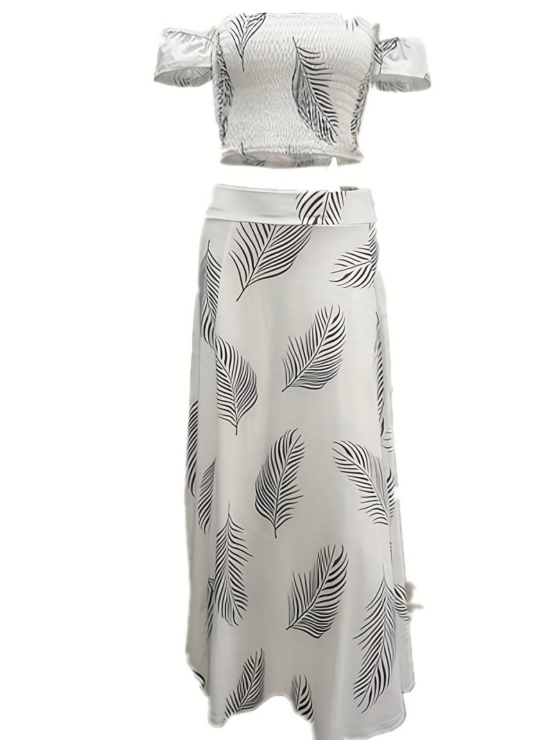 2-delt tube- og skjørtsett med boho-mønster