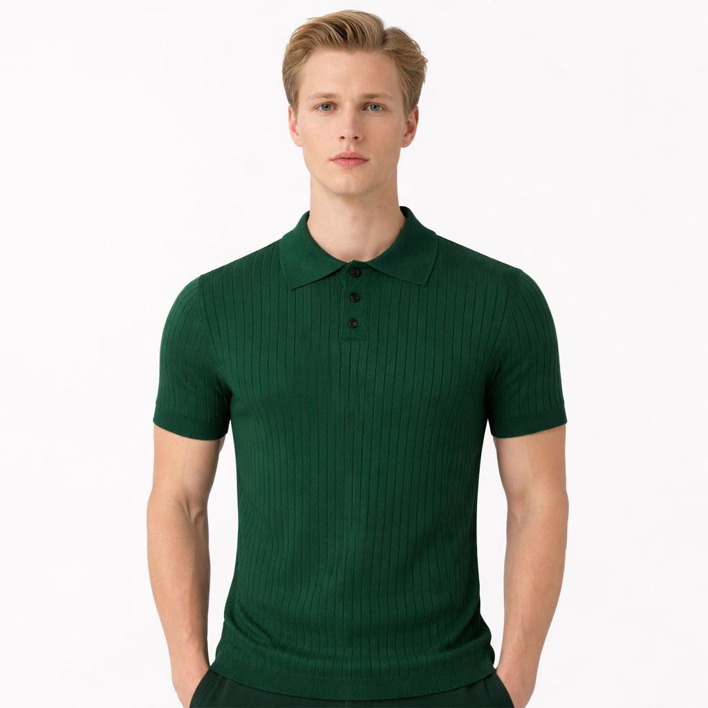 Strikket Polo T-skjorte til Herre – Lett, Pustende & Trendy Sommerstil