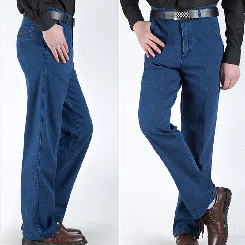 Herre jeans med høyt liv og rett snitt