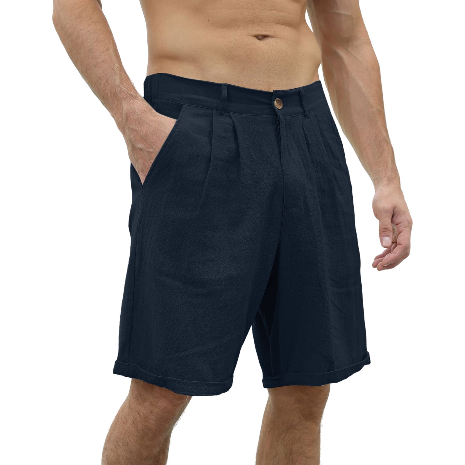 Sommershorts i lin for menn