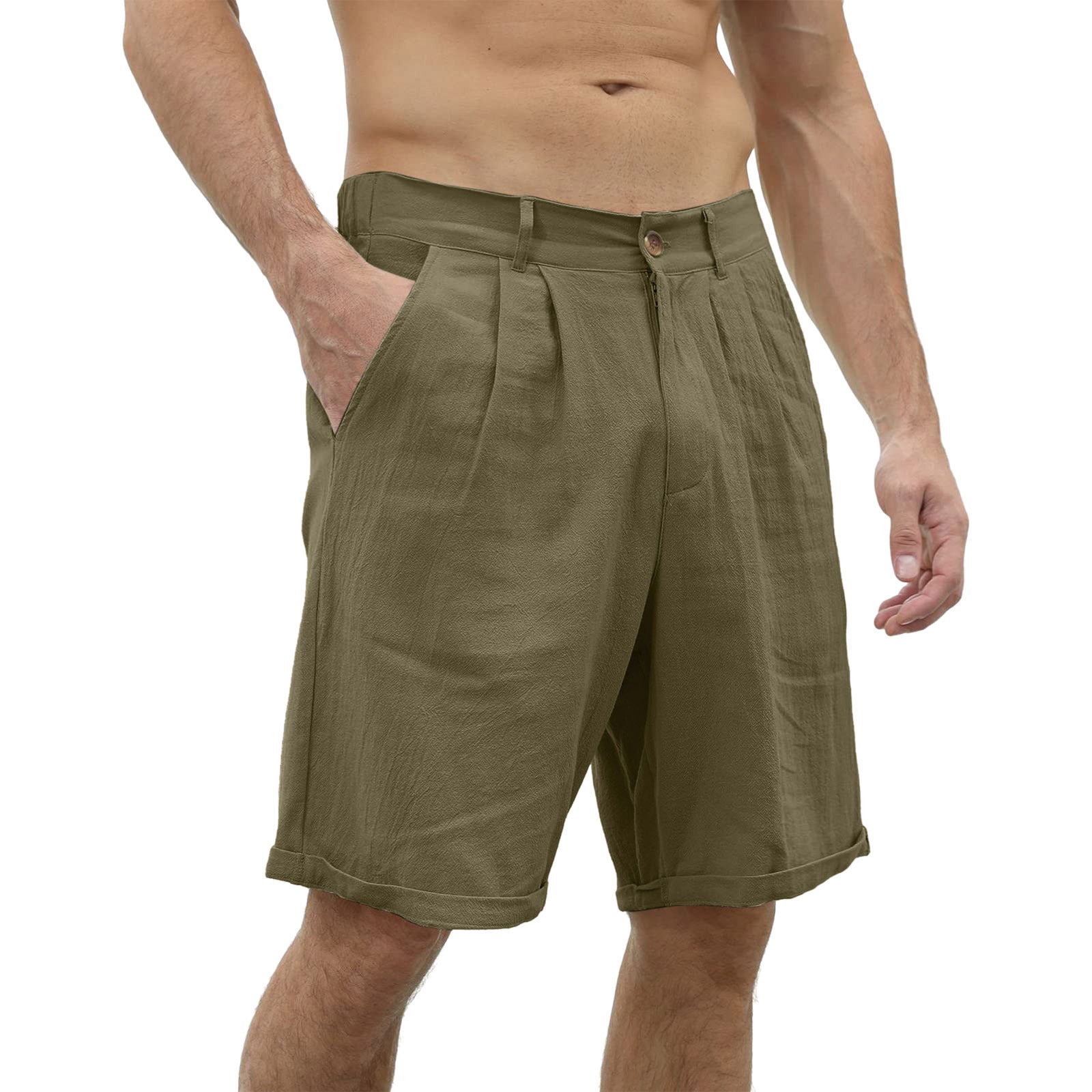 Sommershorts i lin for menn