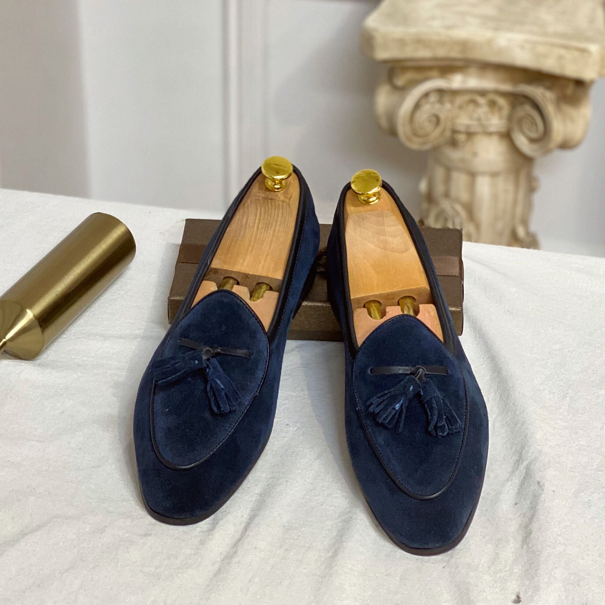 Fasjonable loafers i semsket skinn