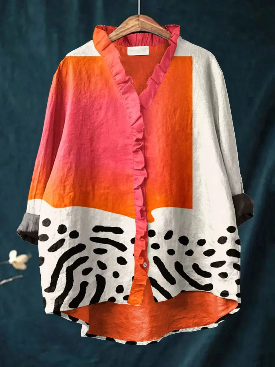Alina | Linbluse med volang – S