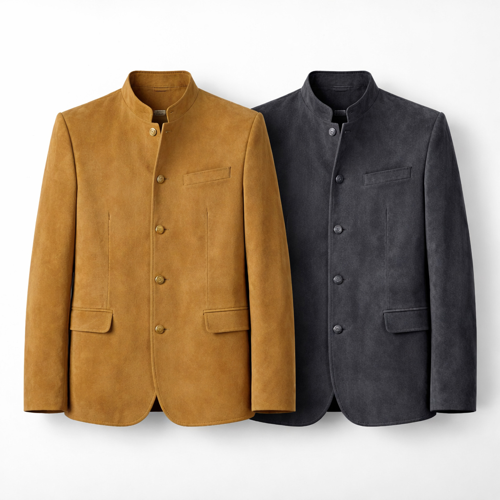 Semsket Blazer for Herre – Elegant Ensfarget Jakke med Knapper | Perfekt til Høst og Vinter (Copy)