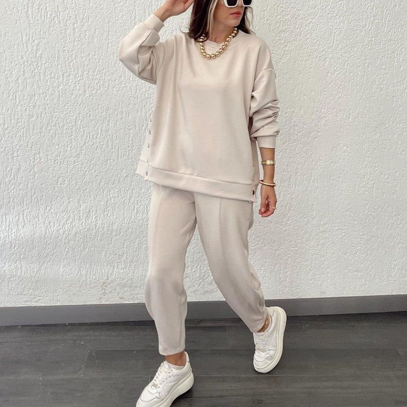 Fashion Button Split Jacket Bukser Todelt dress med knapper