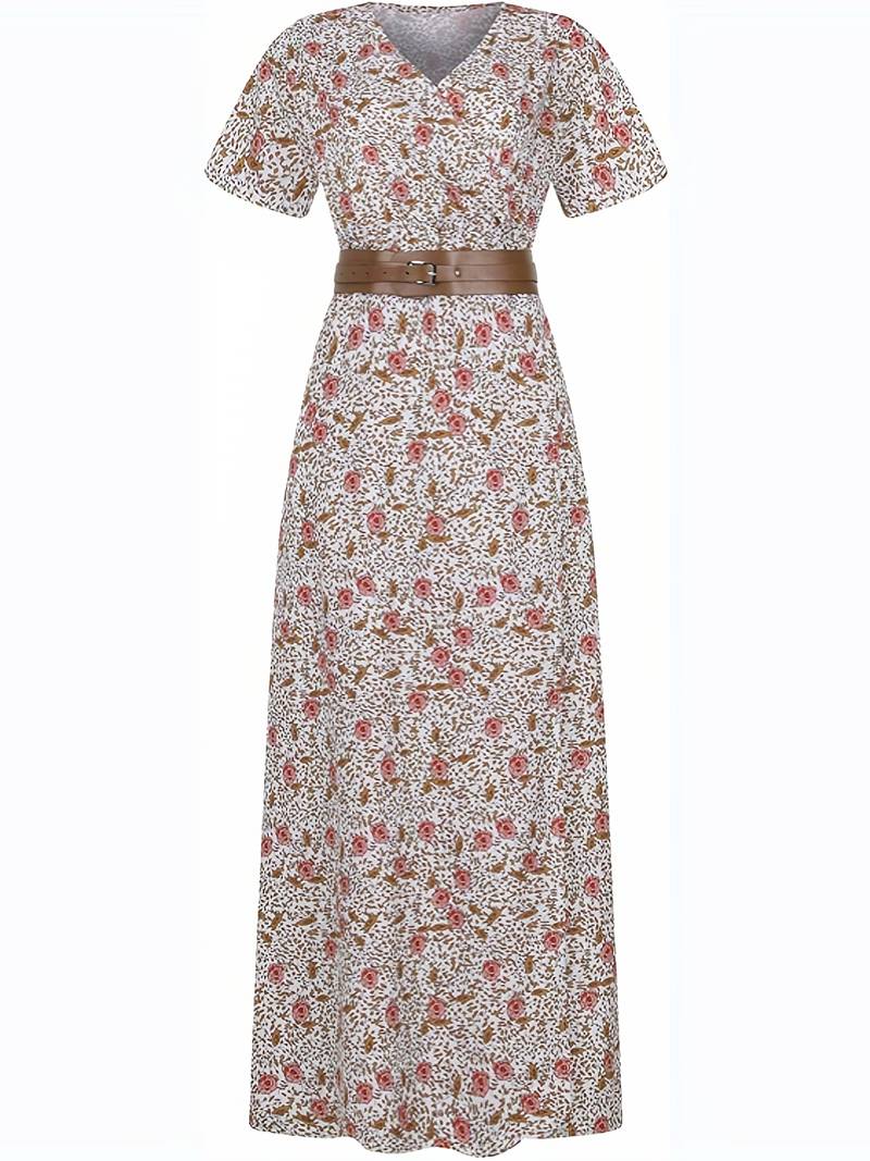 Abstrakt blomstret lang maxikjole