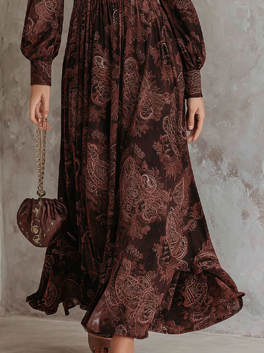 Klaerigo | Paisley-midikjole med glidelåshals