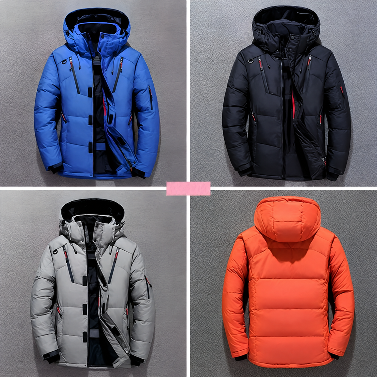 Vinterjakke herre med hette i boblejakke-stil – bilde 8