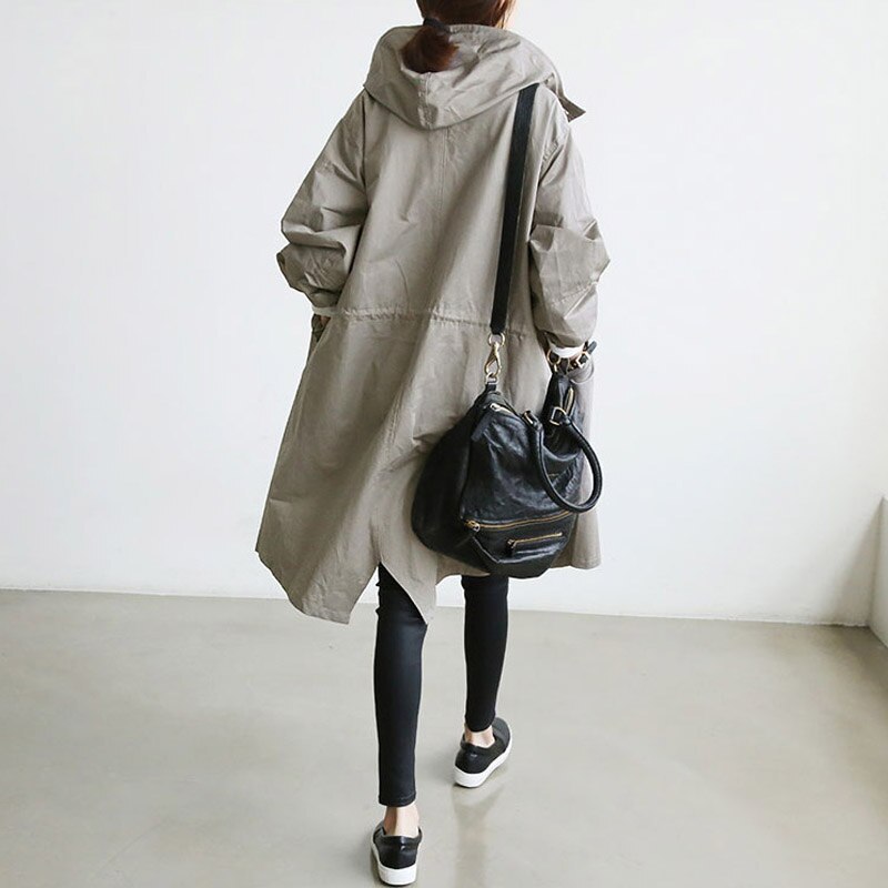 Kvinners jakker dobbeltspent lang trenchcoat