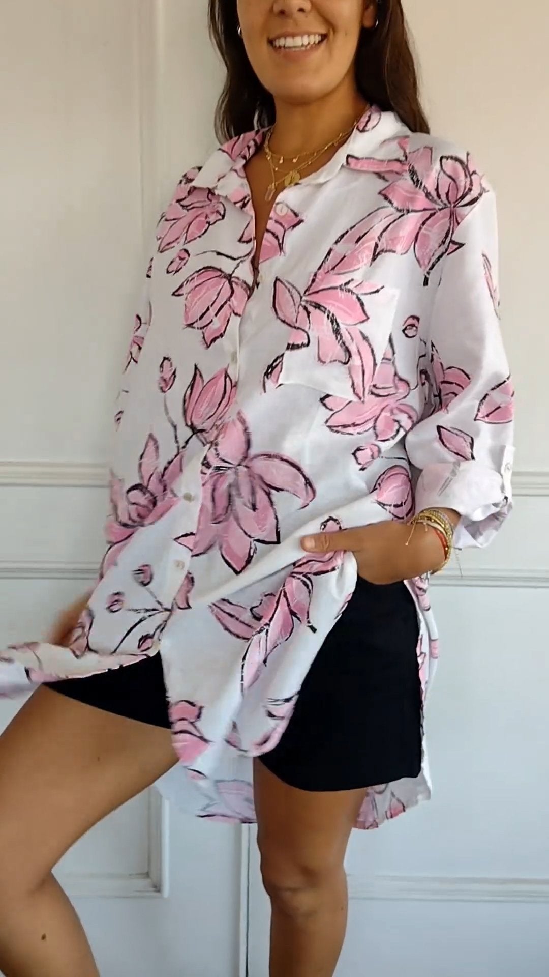Emma | Elegant skjortekjole med trykk