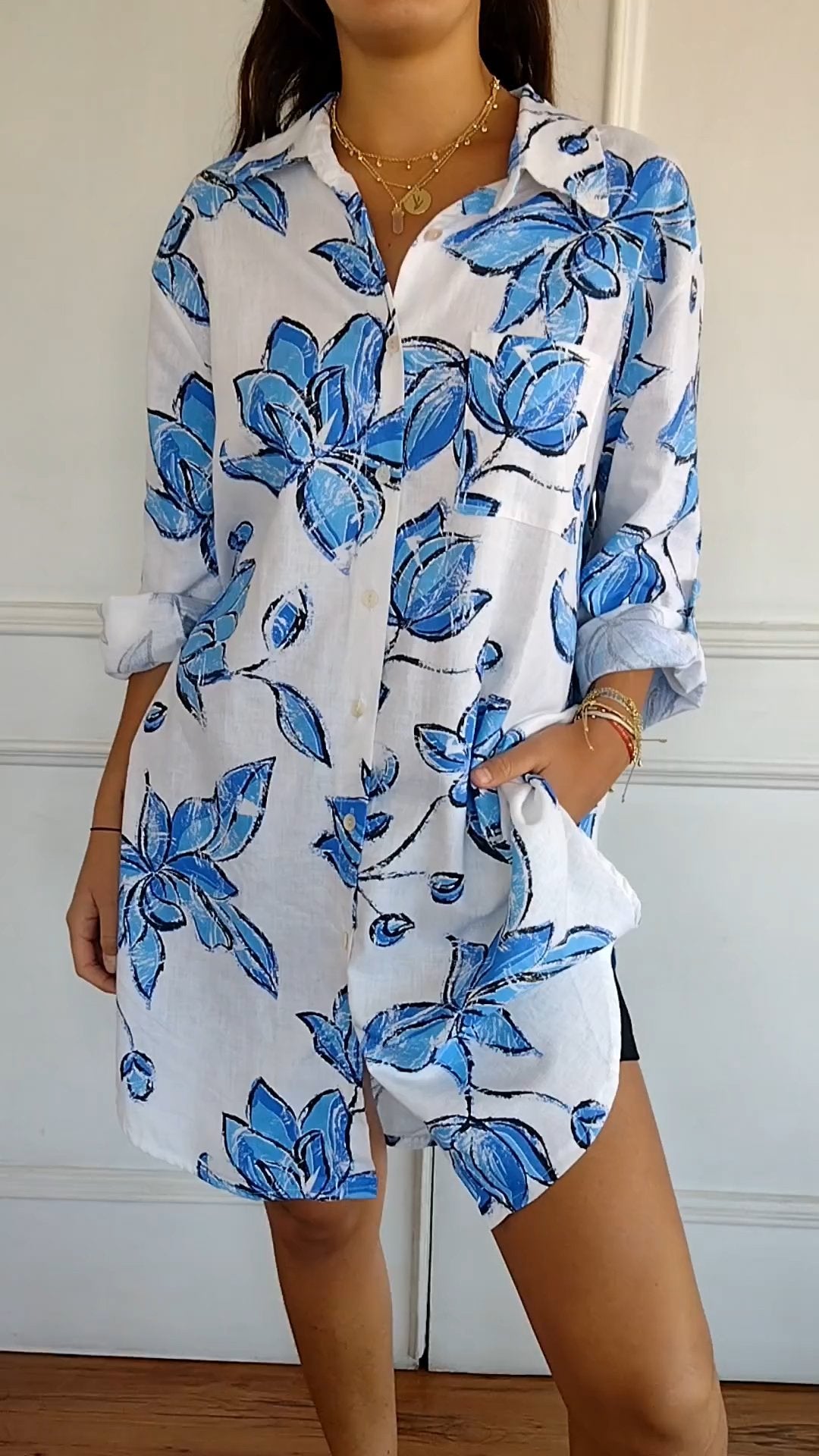Emma | Elegant skjortekjole med trykk