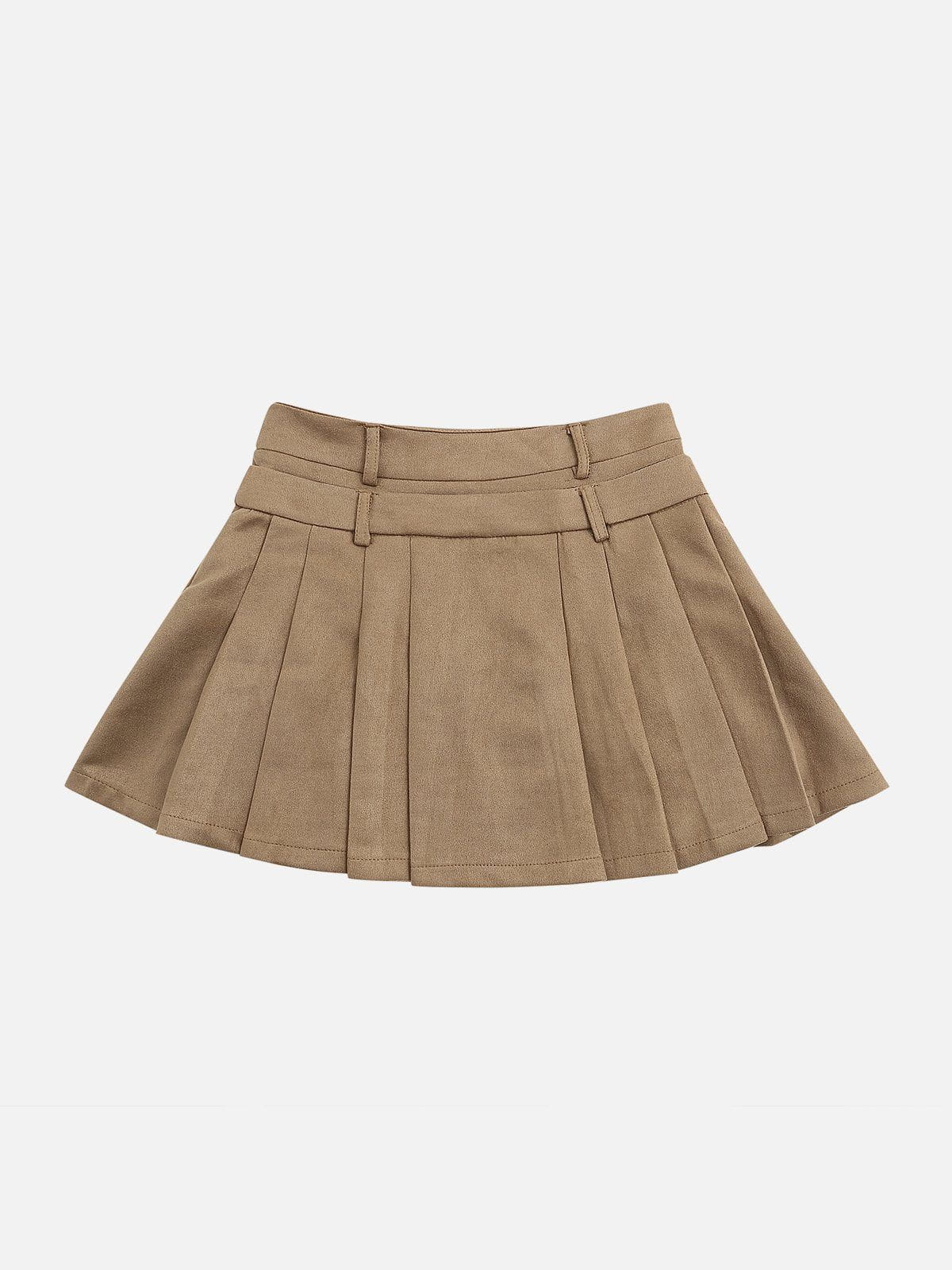 Elegant semsket skinnskjørt med dobbelt belte