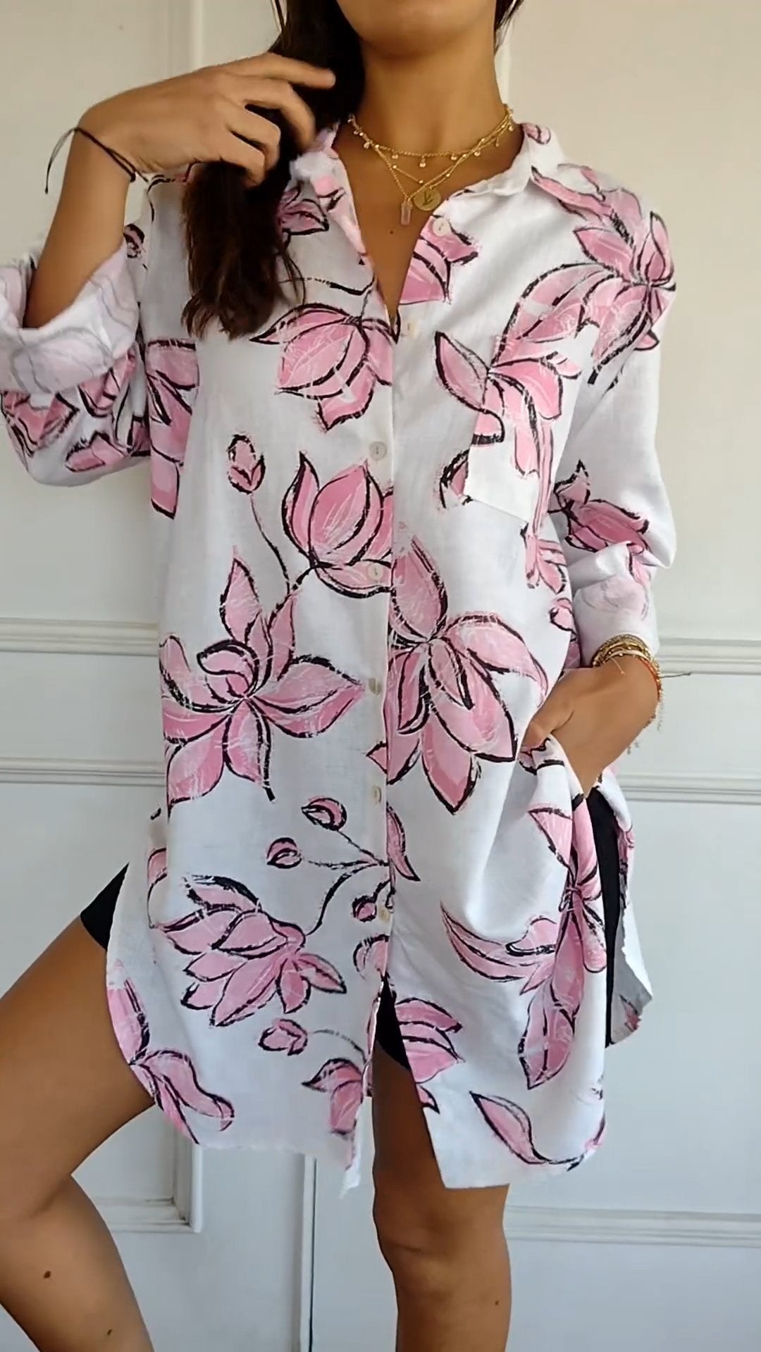 Emma | Elegant skjortekjole med trykk