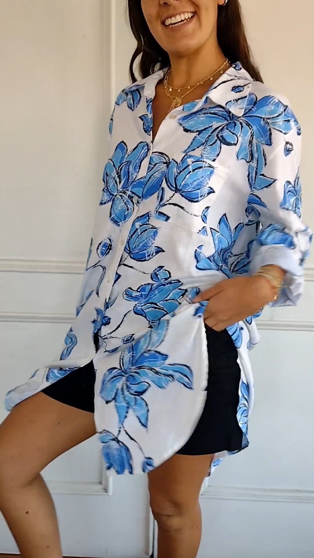 Emma | Elegant skjortekjole med trykk