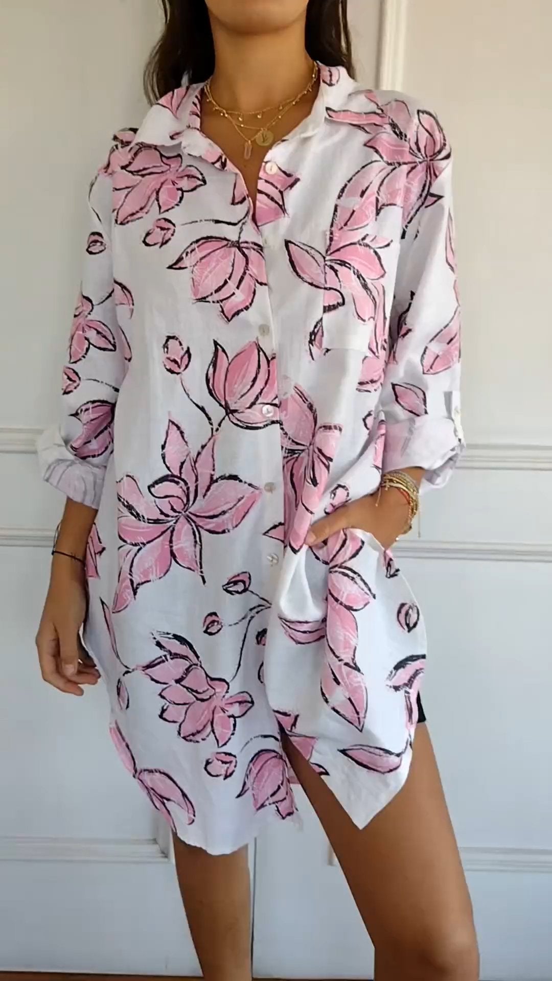 Emma | Elegant skjortekjole med trykk