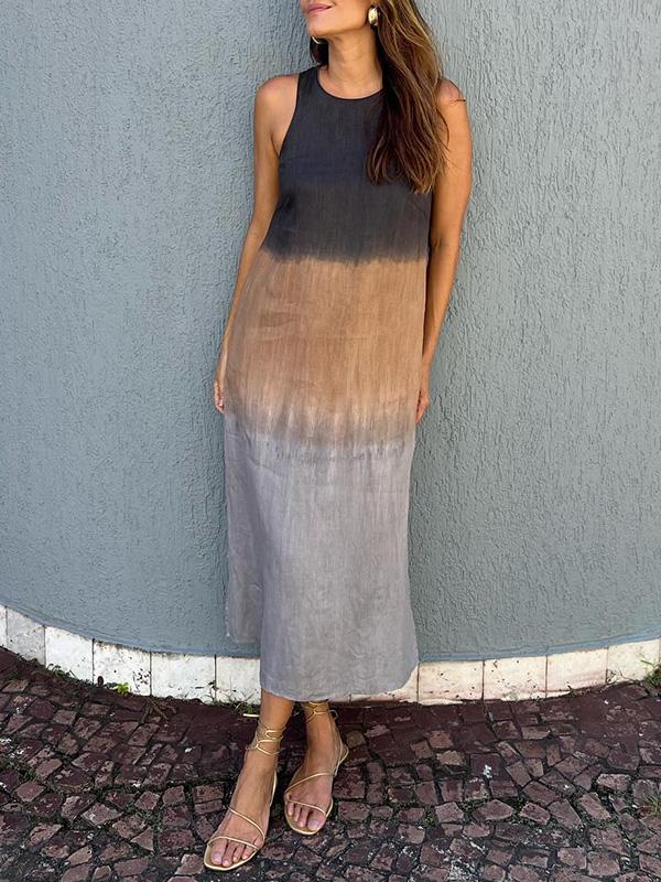 Kvinners Gradient Tie-Dye Lang Kjole