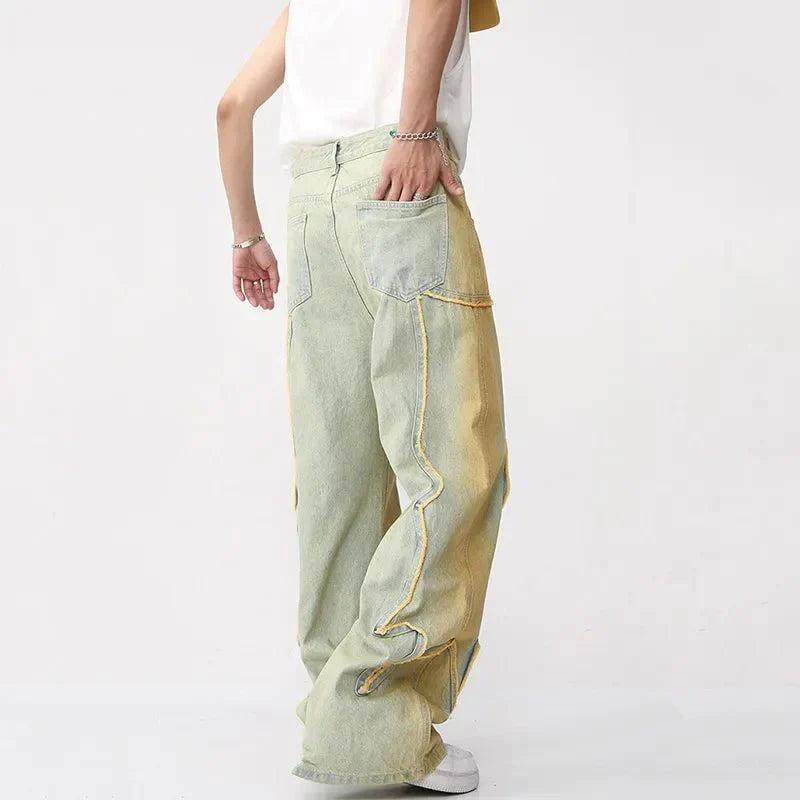 Herrejeans med høy midje og vide ben