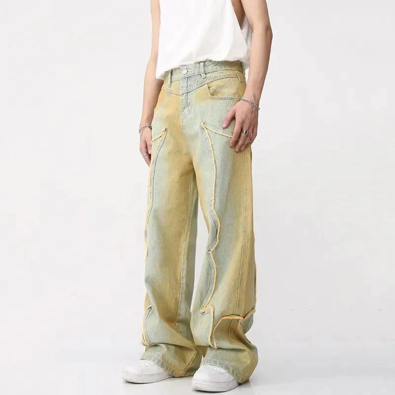 Herrejeans med høy midje og vide ben