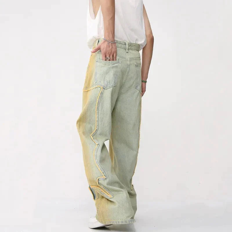 Herrejeans med høy midje og vide ben