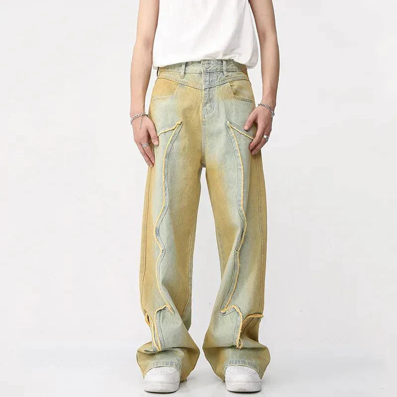 Herrejeans med høy midje og vide ben