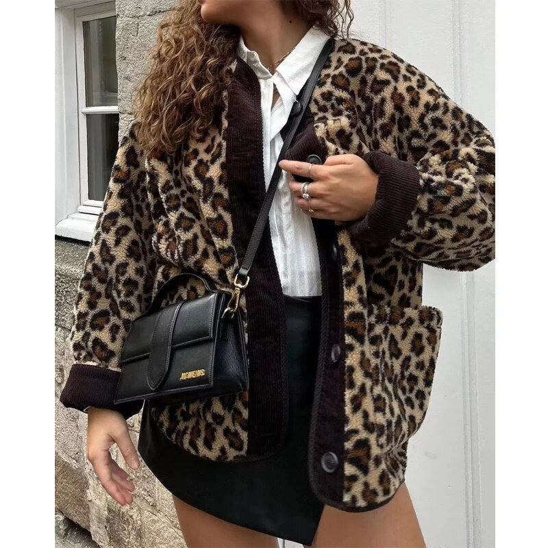 Leopardplysjfrakk