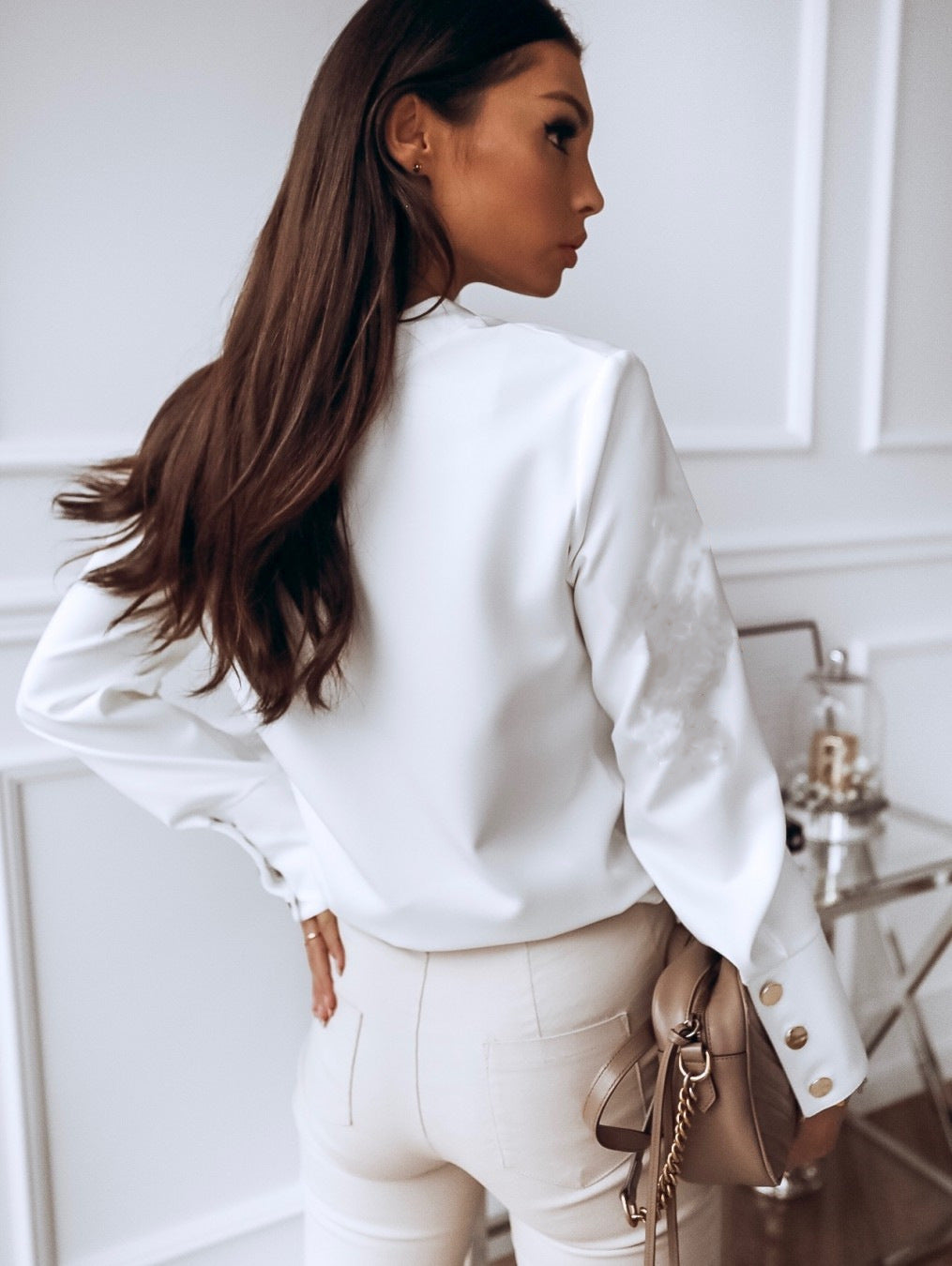 Langærmet bluse med knapper