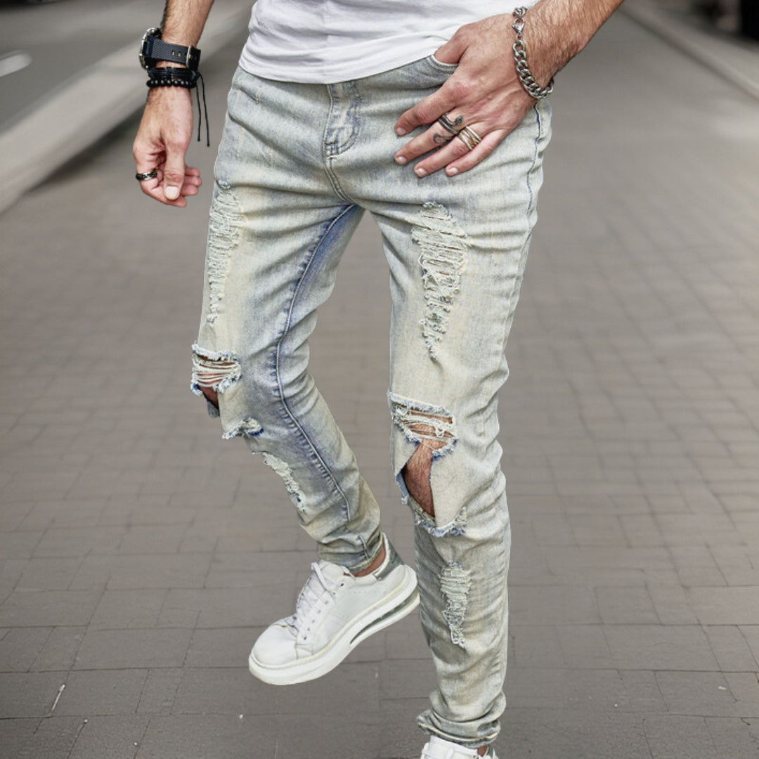 Maurice Jeans-bukse i rippet denim av høy kvalitet