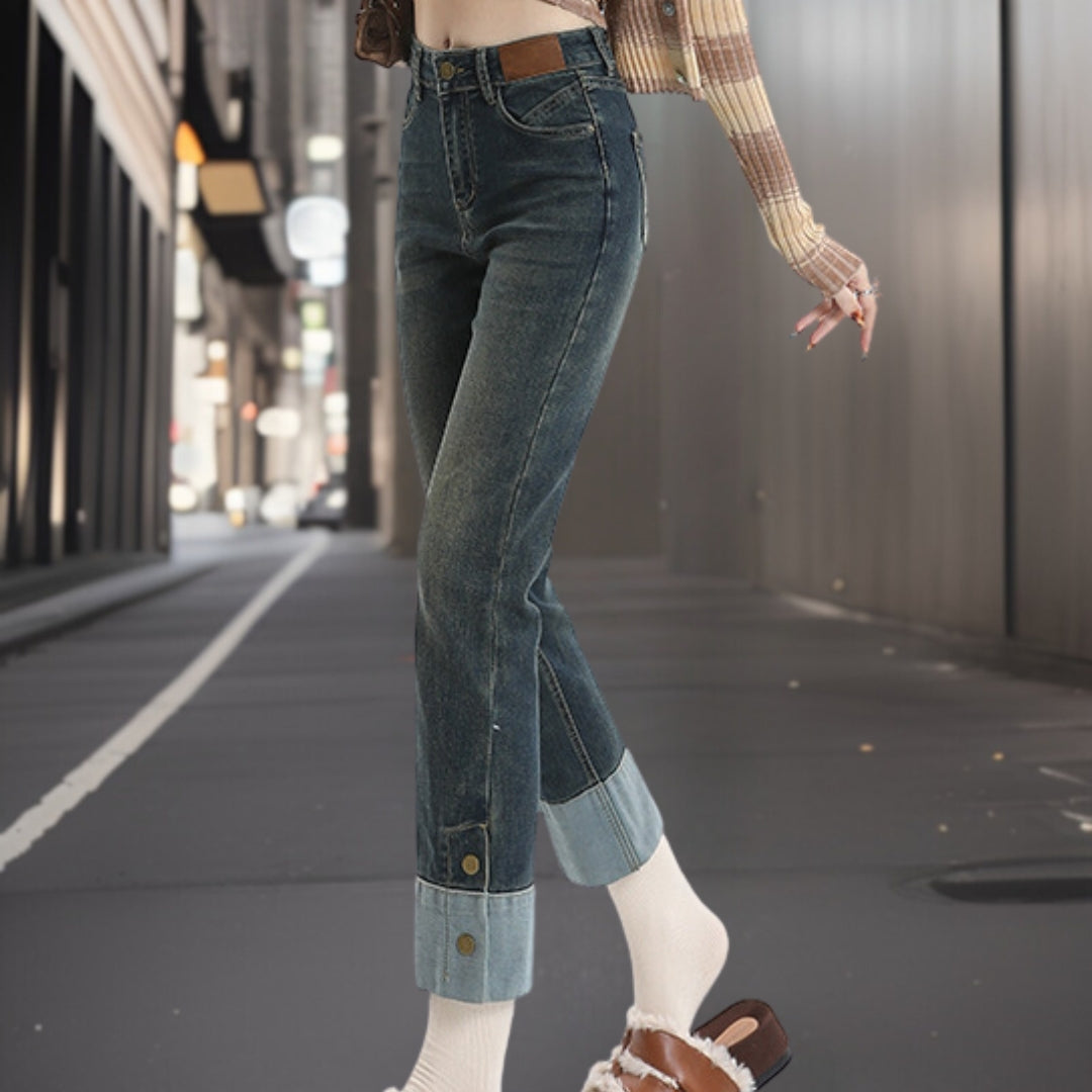 Fasjonable avkortede bukser i denim fra Vera | Fashionable