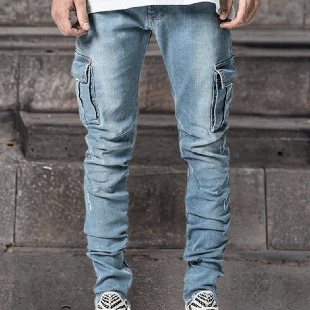 Ludwig Stilig cargobukse i denim