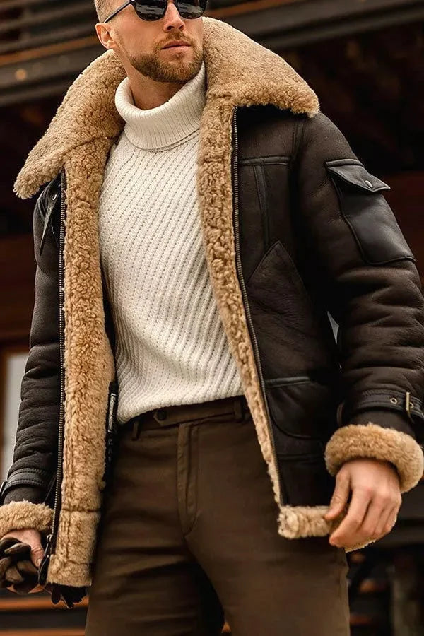 Harry - Camel stilig flyvende skinnjakke for menn