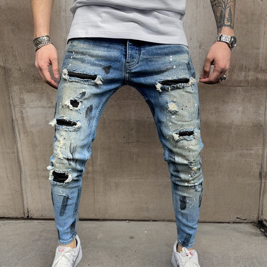 Quirin | Stilig bukse i rippet denim