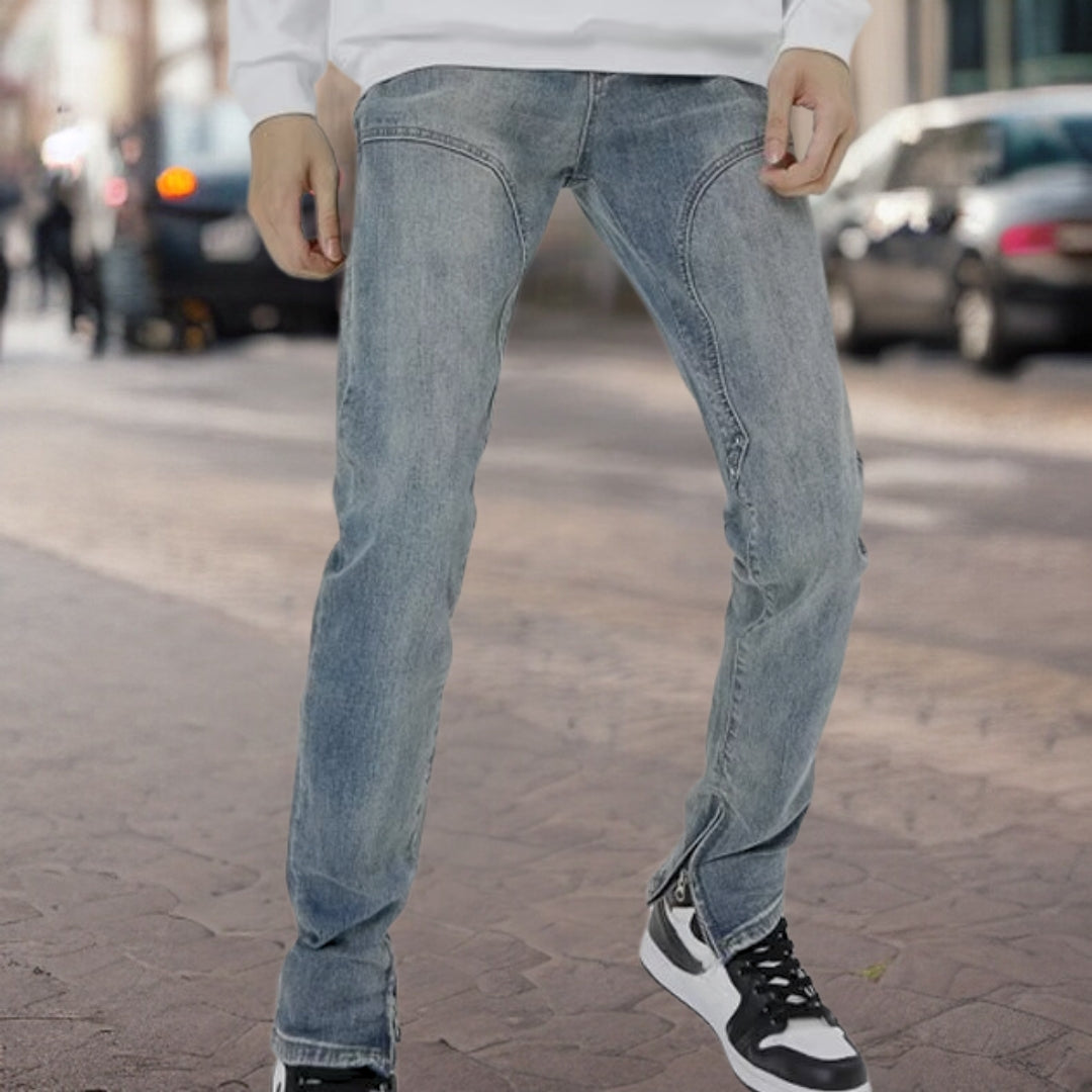 Matthias | Fasjonable denimbukser med glidelås i siden