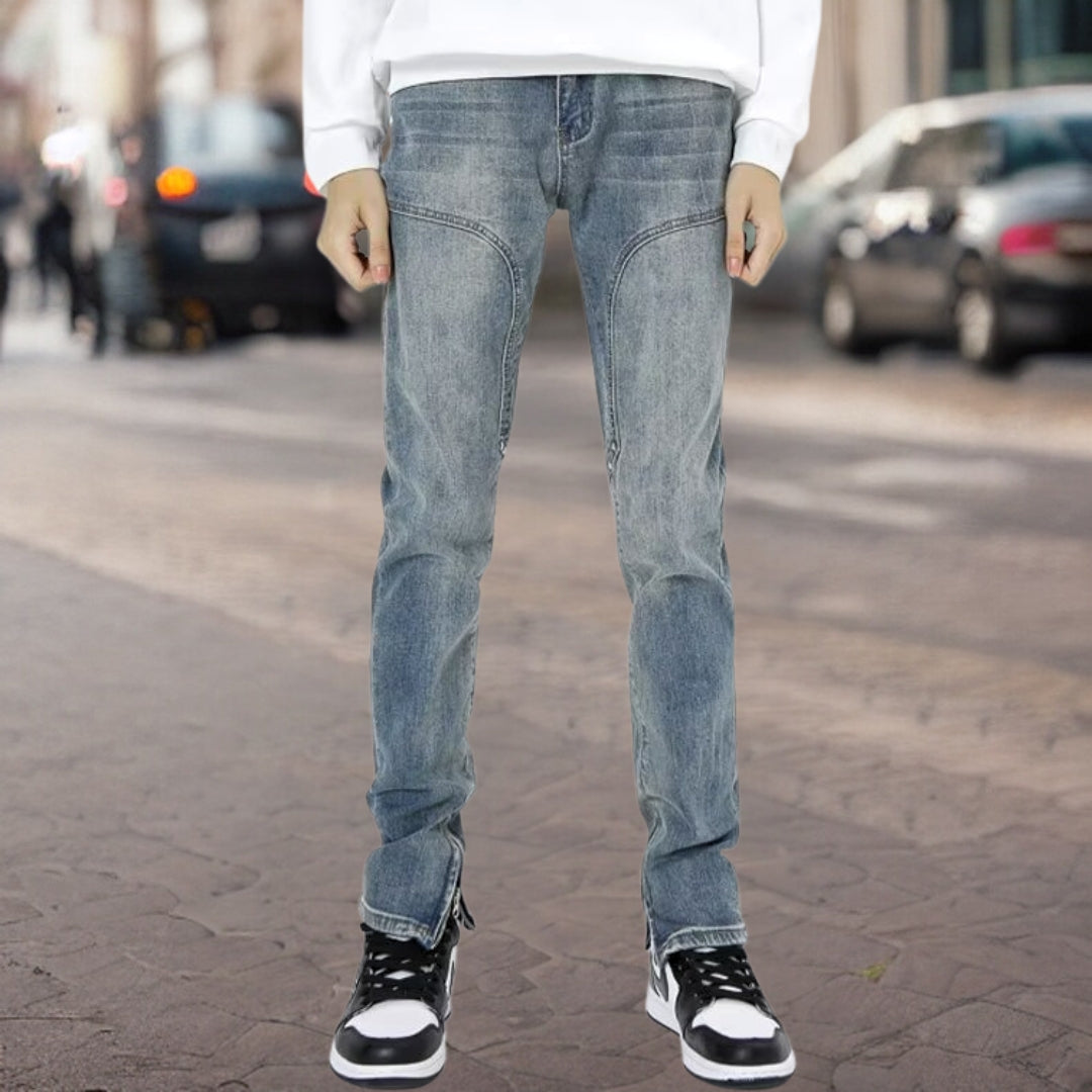 Matthias | Fasjonable denimbukser med glidelås i siden