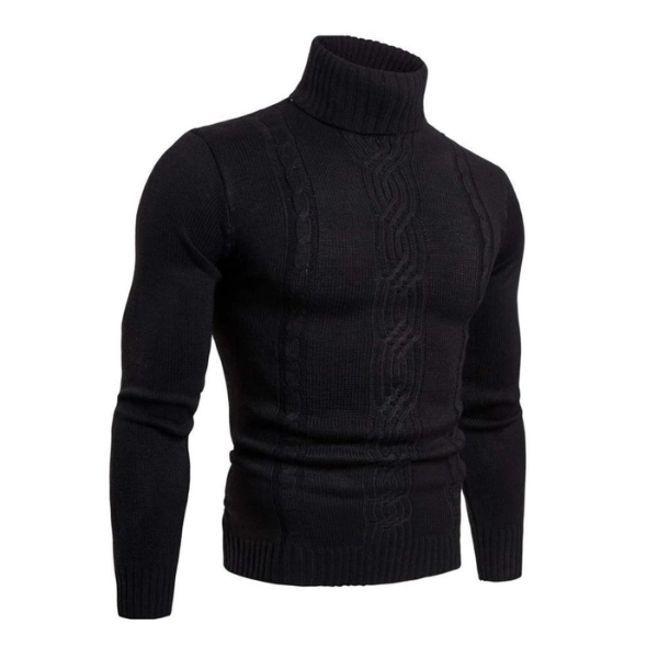 Bomullsgenser med turtleneck og kabelstrikkmønster - ALEX