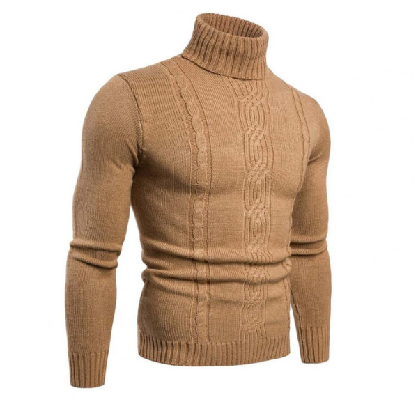 Bomullsgenser med turtleneck og kabelstrikkmønster - ALEX