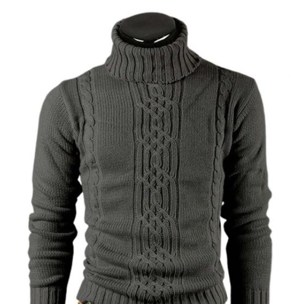 Bomullsgenser med turtleneck og kabelstrikkmønster - ALEX