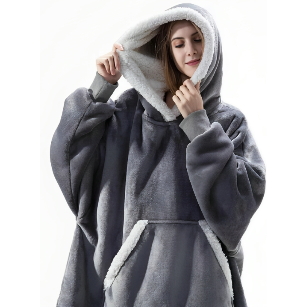 Oversized teppe med hette