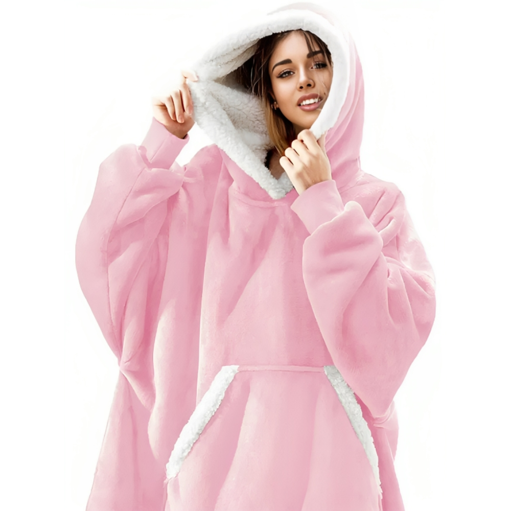 Oversized teppe med hette