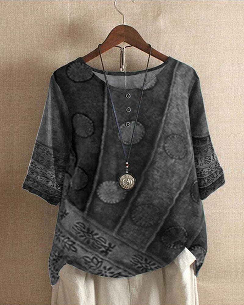 Olivia Must-have vintage boho-topp med print