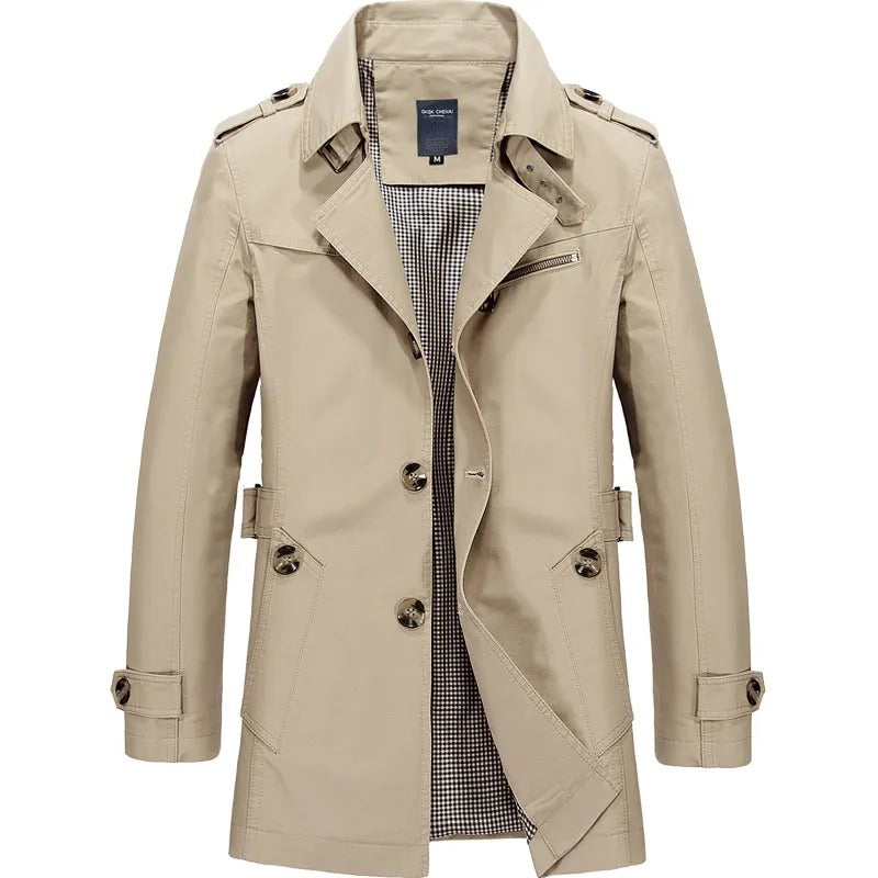 Elegante bomullstrenchcoats for menn