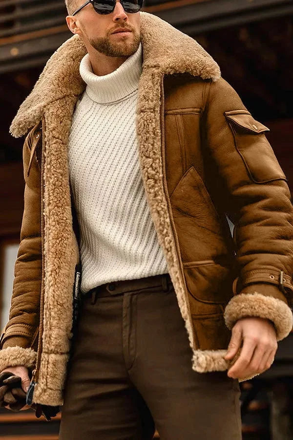 Harry - Camel stilig flyvende skinnjakke for menn