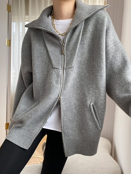 Oversized cardigan med åpen krage