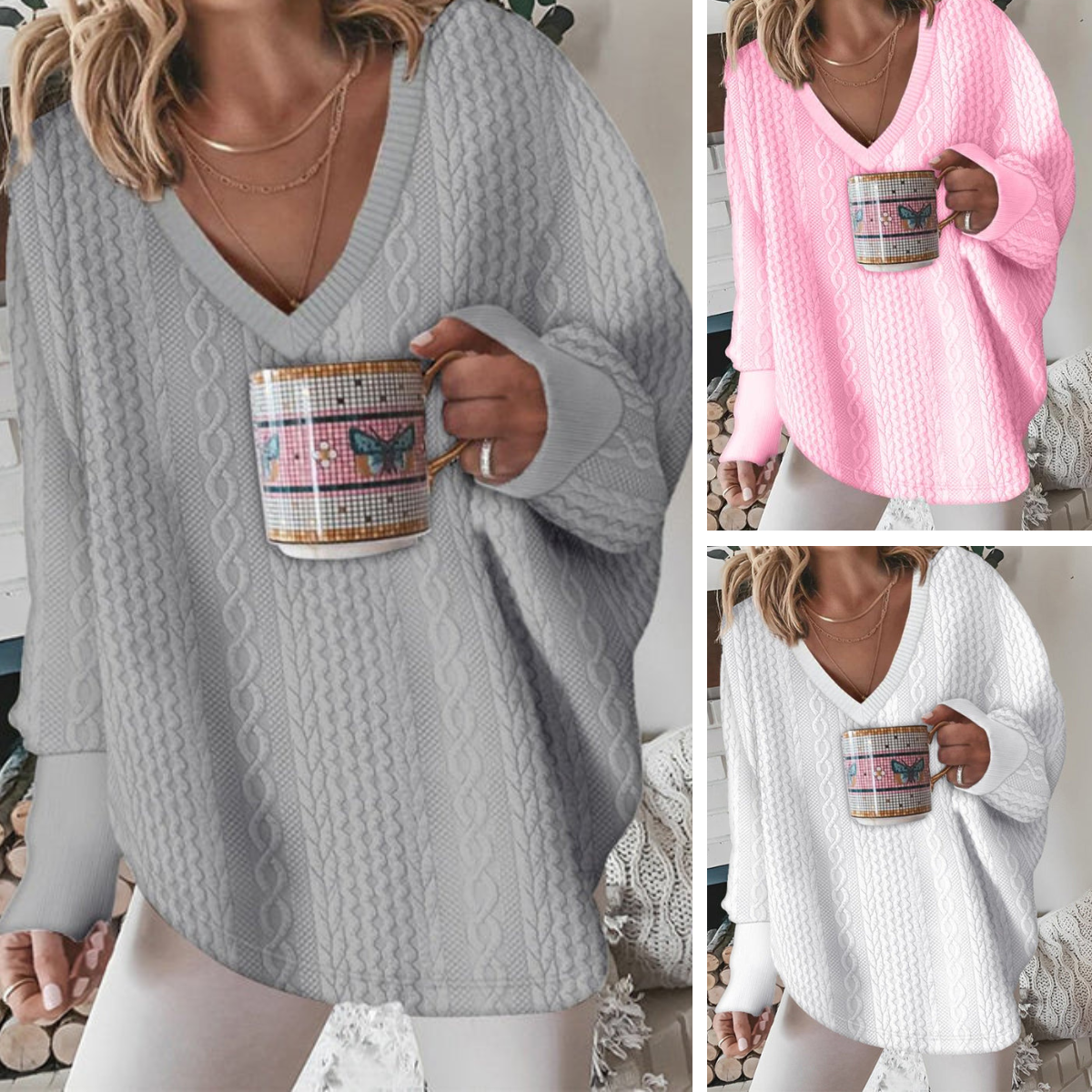 Shela - Klassisk sweatshirt med V-hals for enkel stil og varme