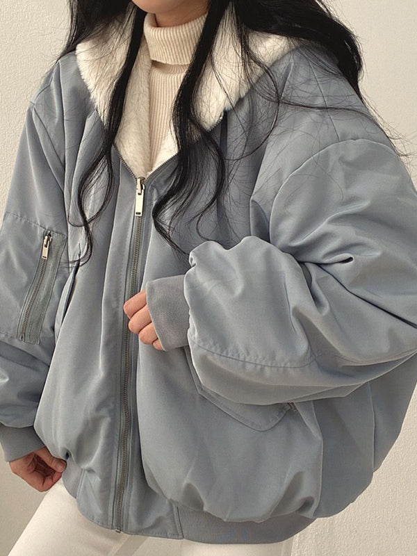 Vendbar, oversize fleecejakke med hette
