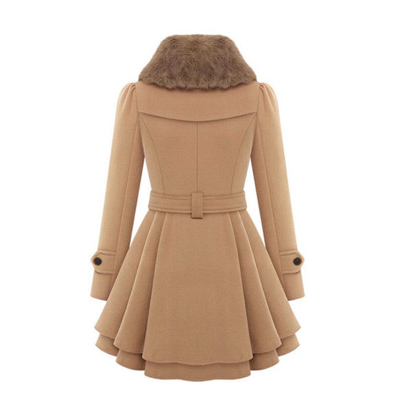 Elestria® Elegant kåpe med pelskrage